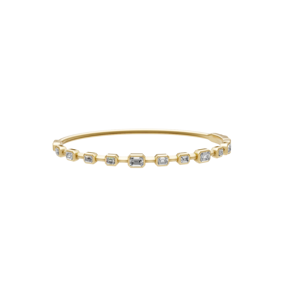 Bezel Emerald-Cut Diamond Bangle