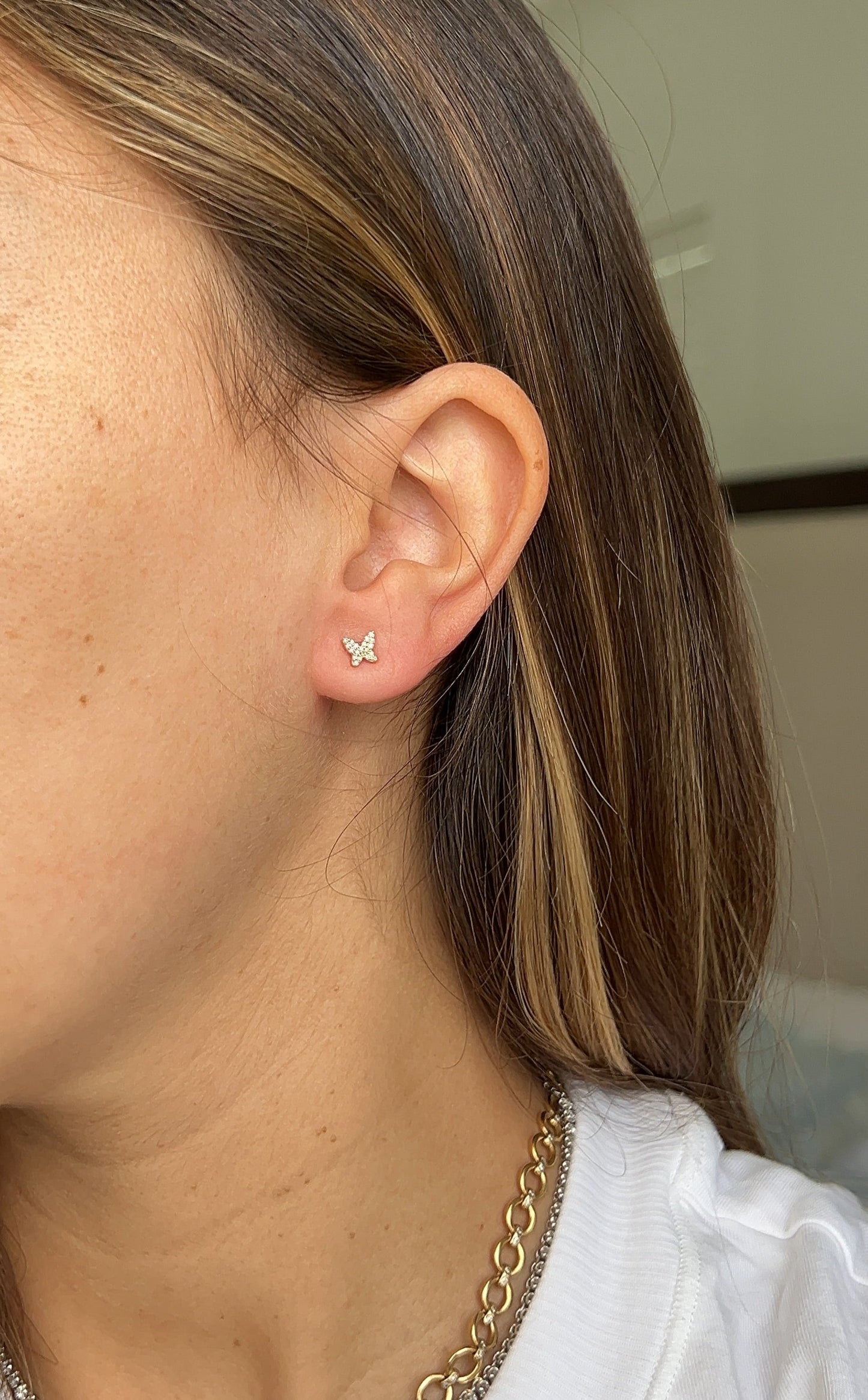 14K Diamond Butterfly Studs – Henri Noël
