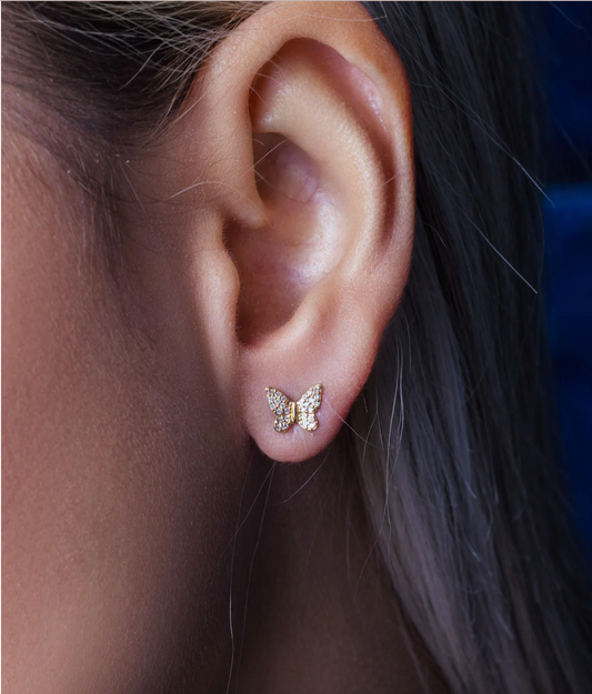 14K Diamond Butterfly Studs – Henri Noël