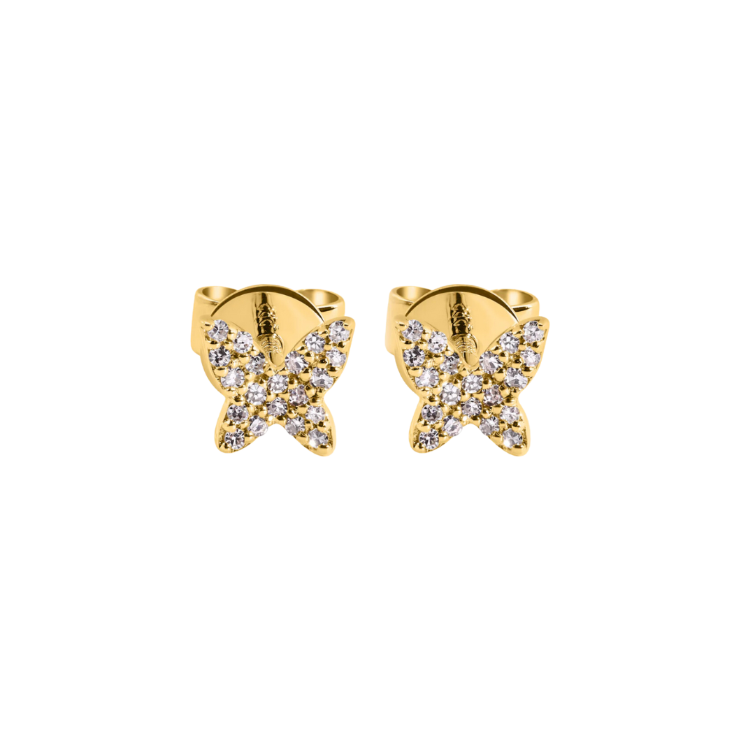 14K Diamond Butterfly Studs – Henri Noël