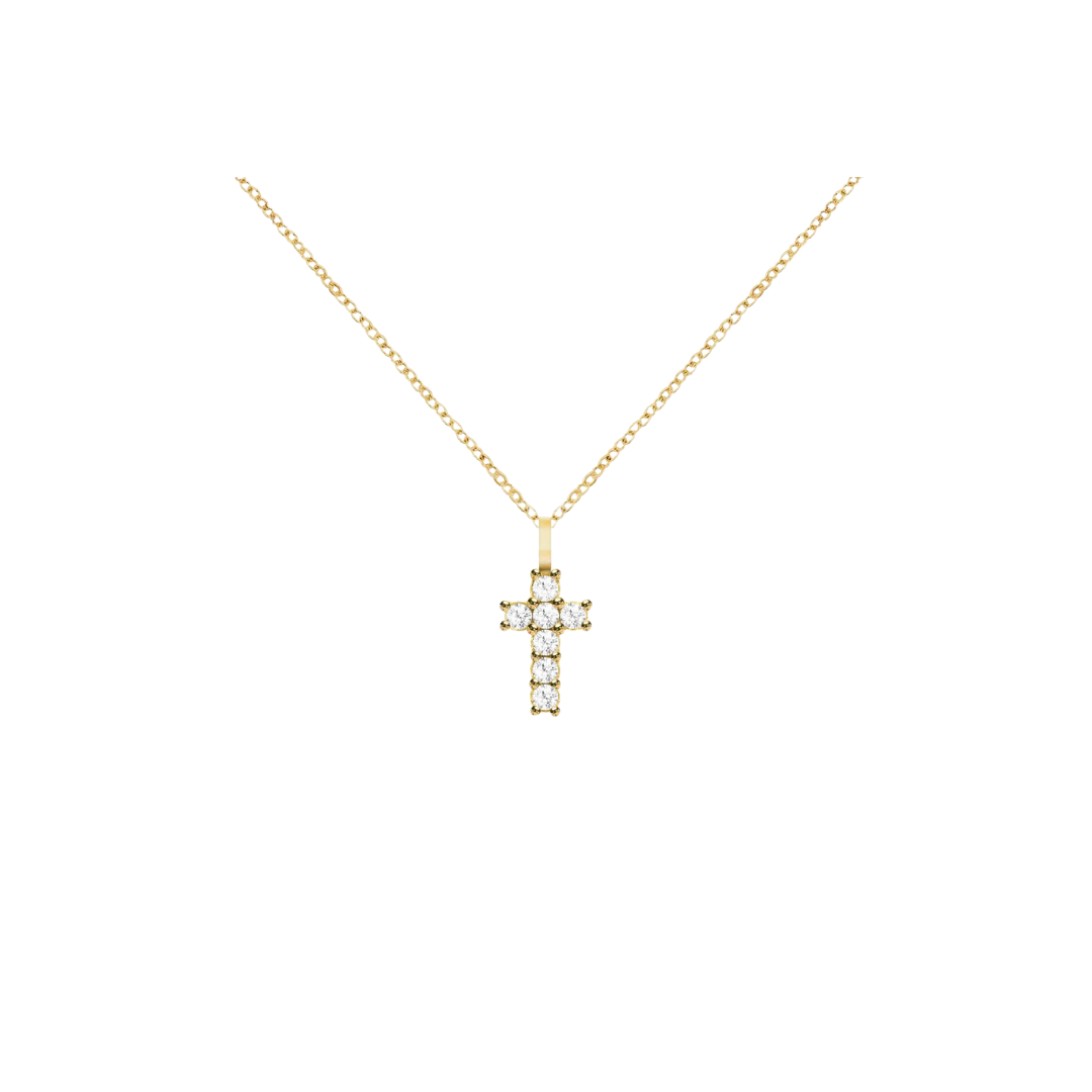 14K Gold Gemstone Cross Necklace – Henri Noël
