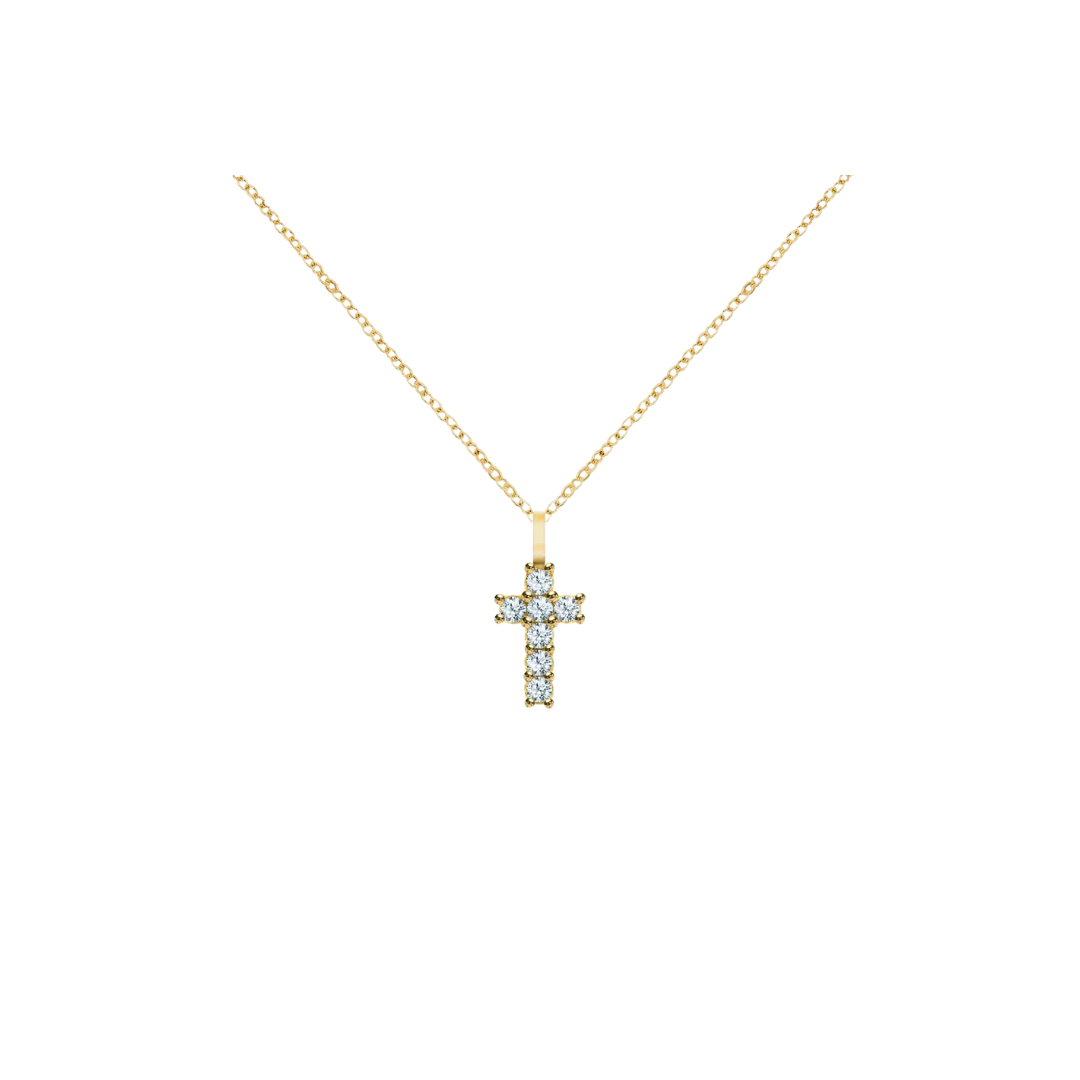 14K Gold Gemstone Cross Necklace – Henri Noël