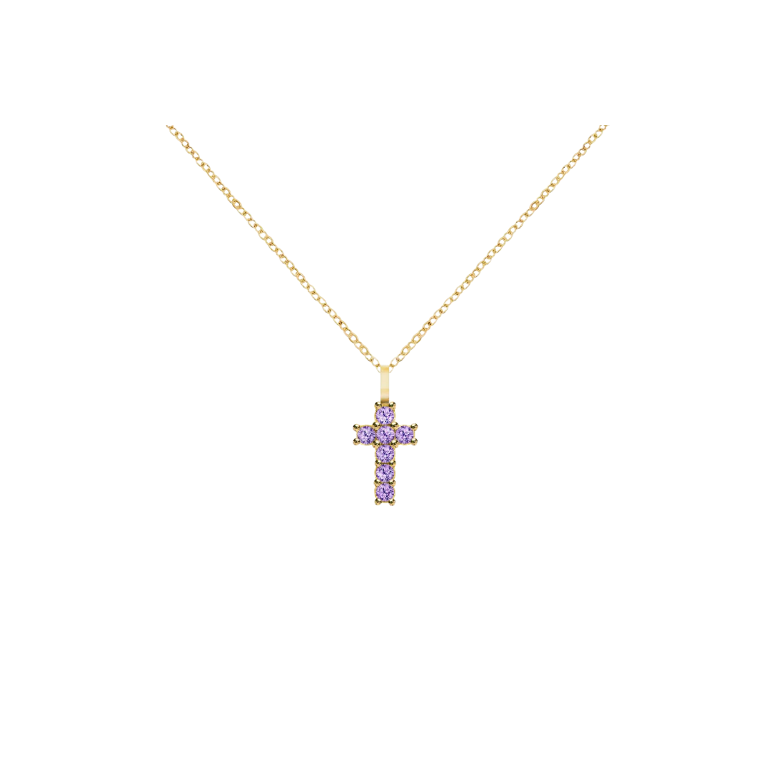 14K Gold Gemstone Cross Necklace – Henri Noël