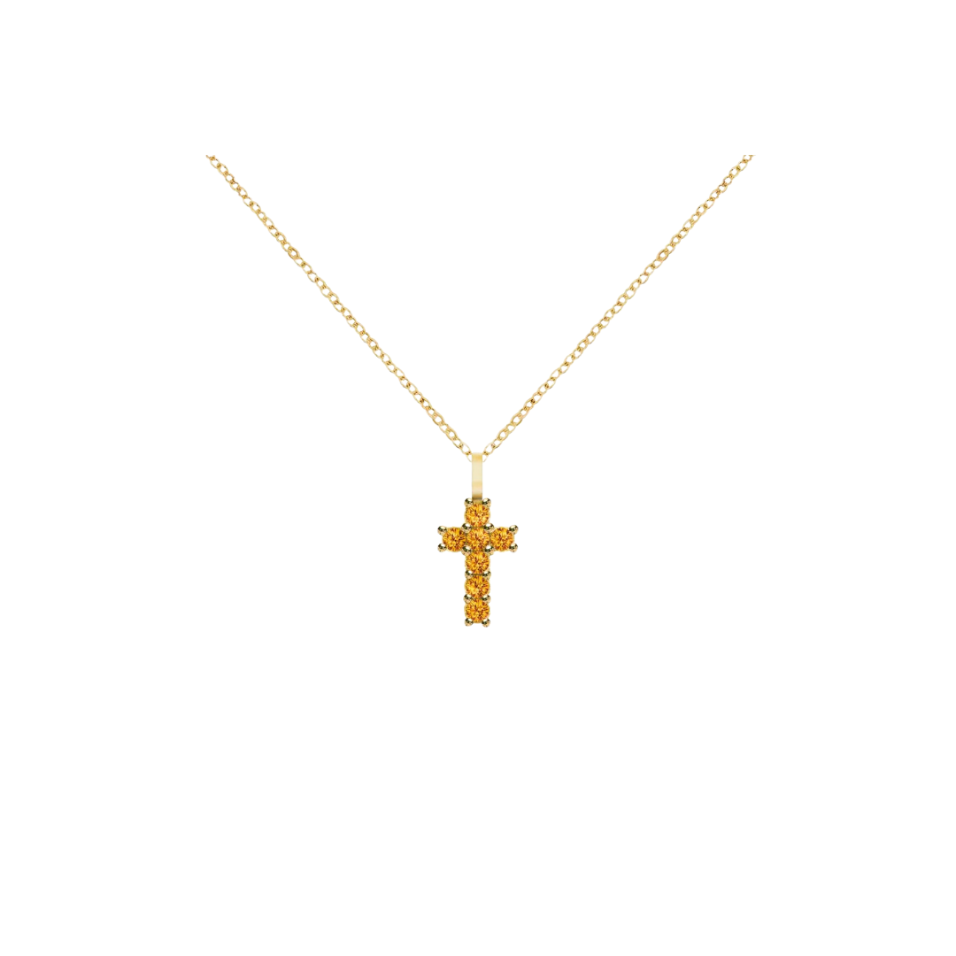 14K Gold Gemstone Cross Necklace – Henri Noël