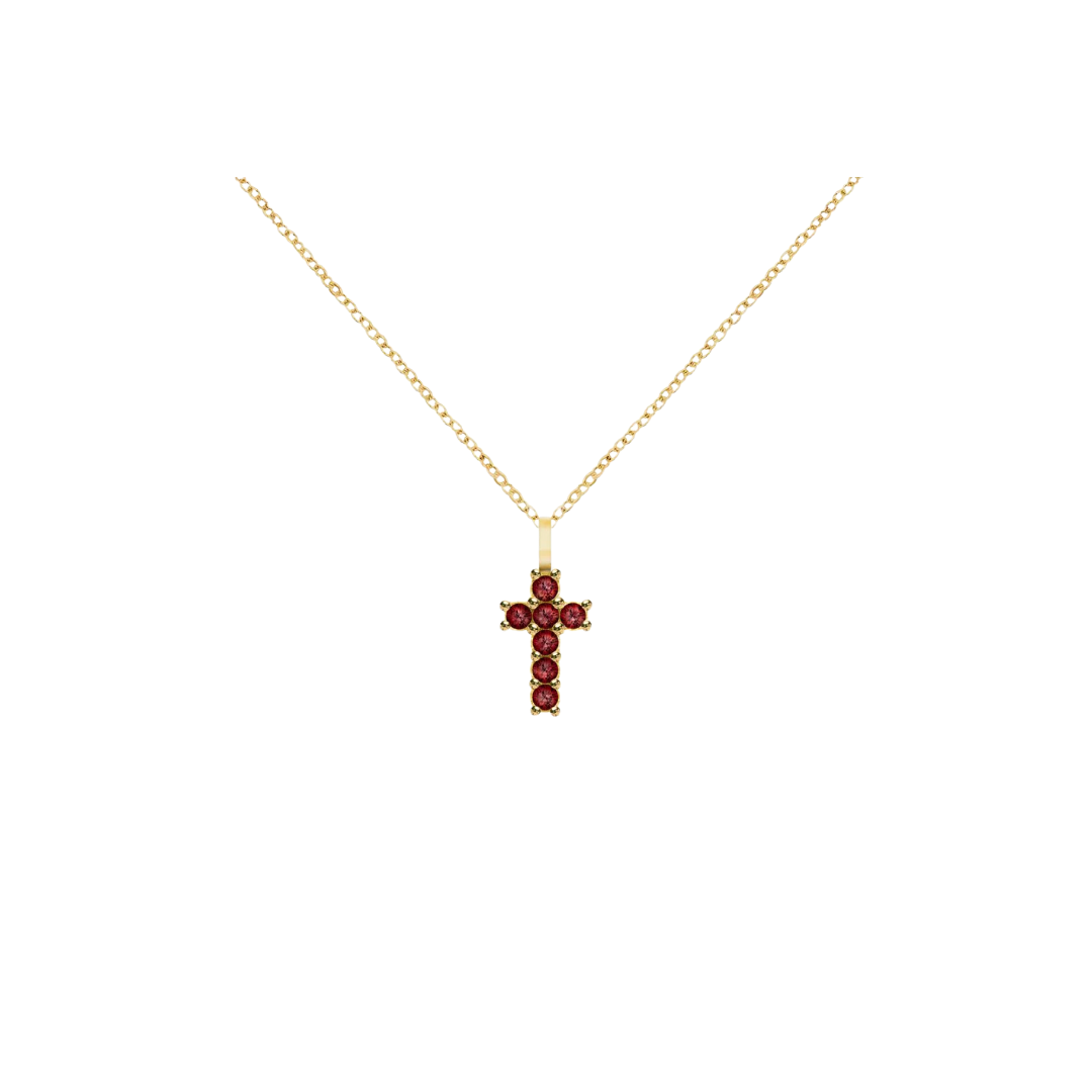 14K Gold Gemstone Cross Necklace – Henri Noël