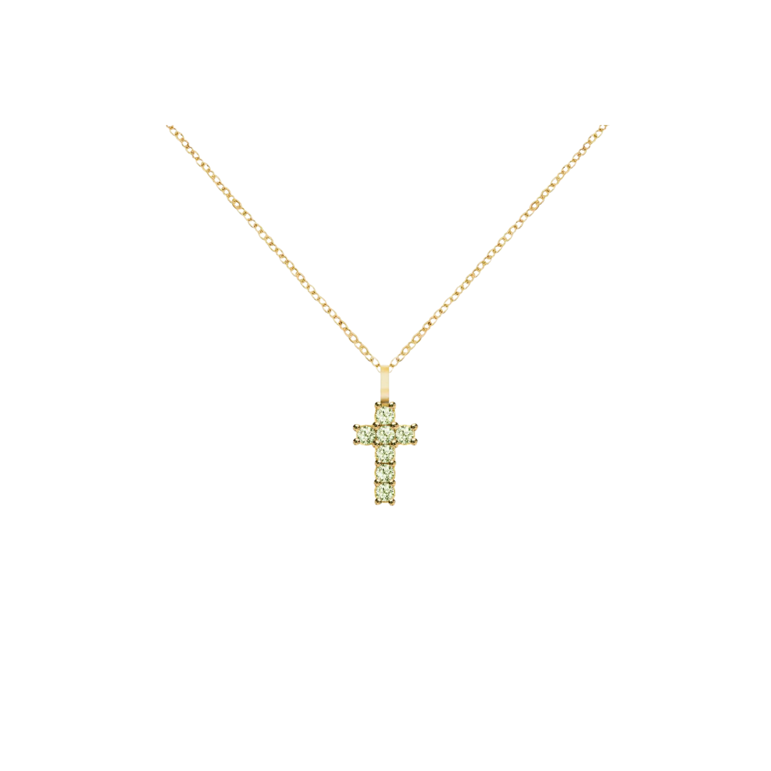 14K Gold Gemstone Cross Necklace – Henri Noël