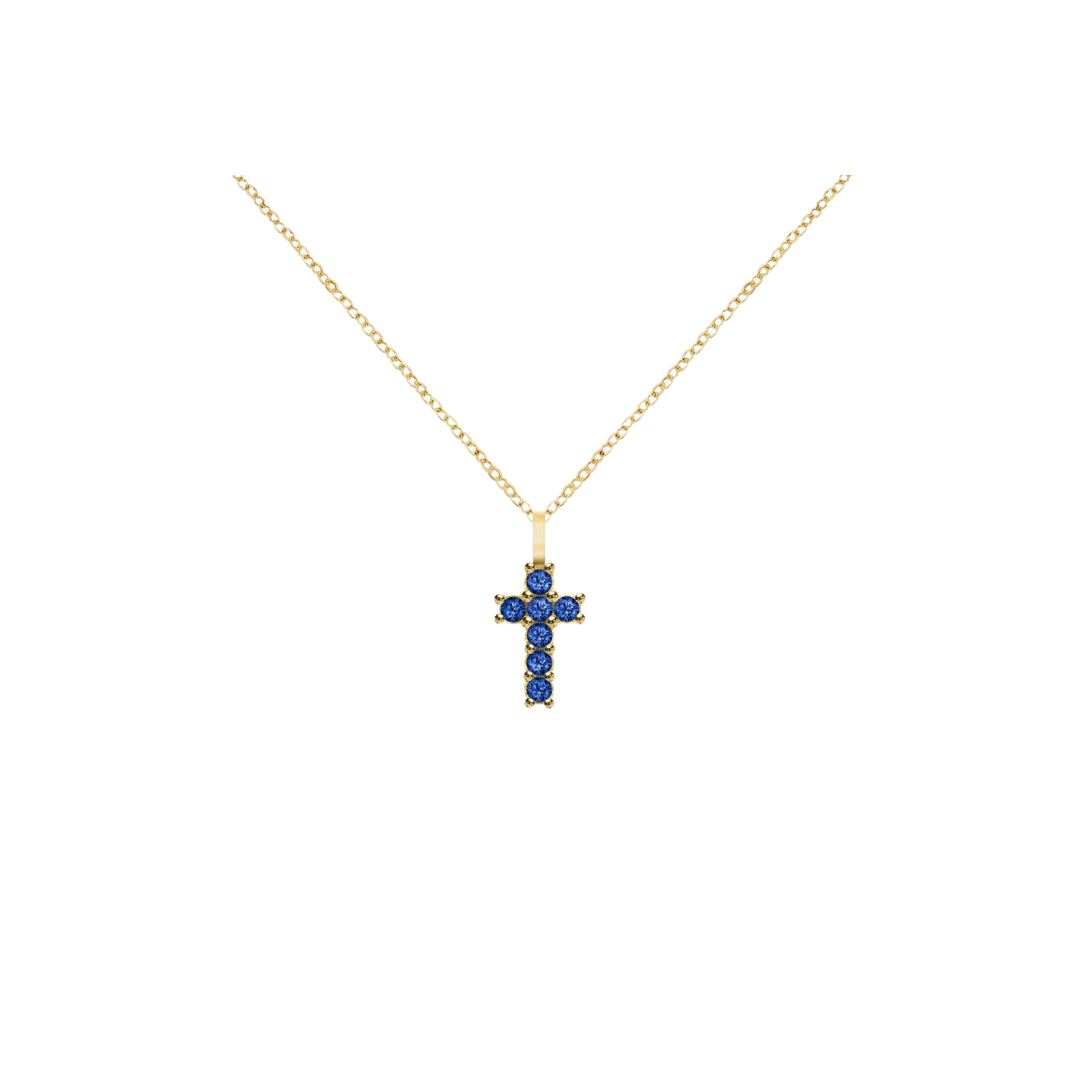 14K Gold Gemstone Cross Necklace – Henri Noël