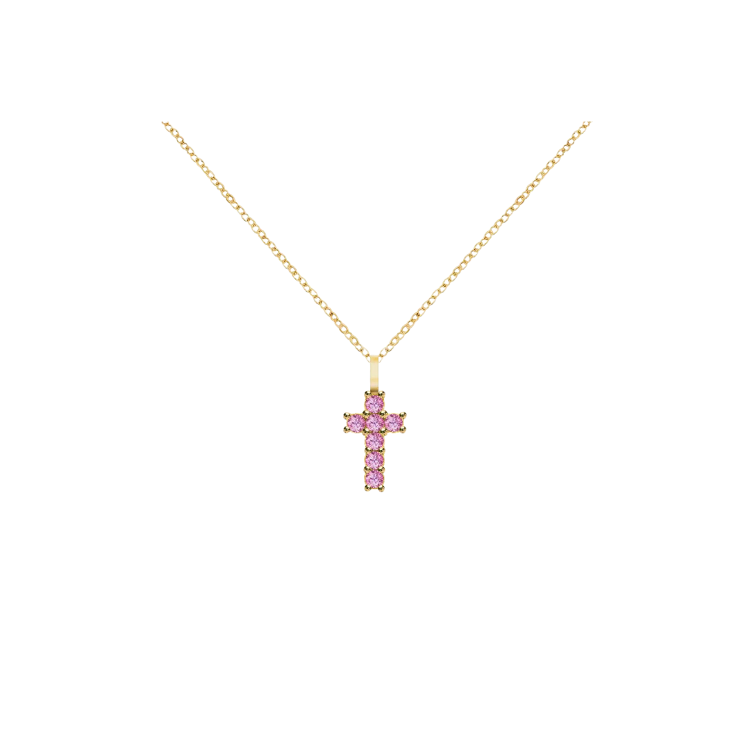 14K Gold Gemstone Cross Necklace – Henri Noël