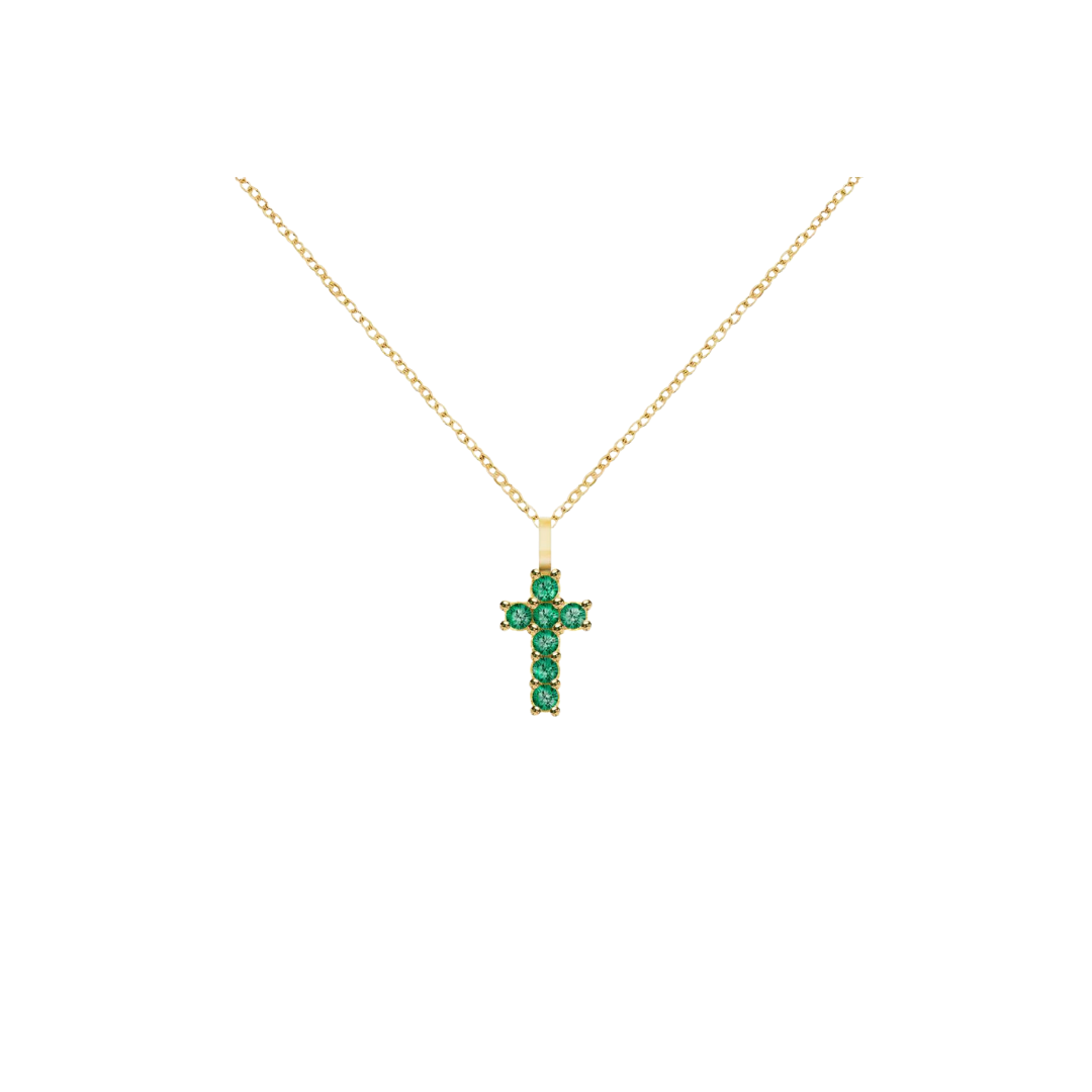 14K Gold Gemstone Cross Necklace – Henri Noël