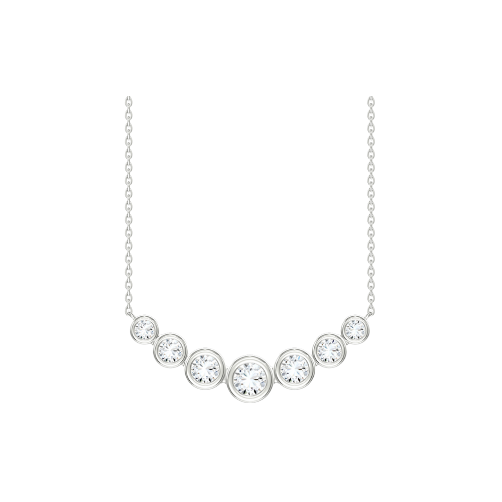 Graduated Bezel Diamond Pendant Necklace