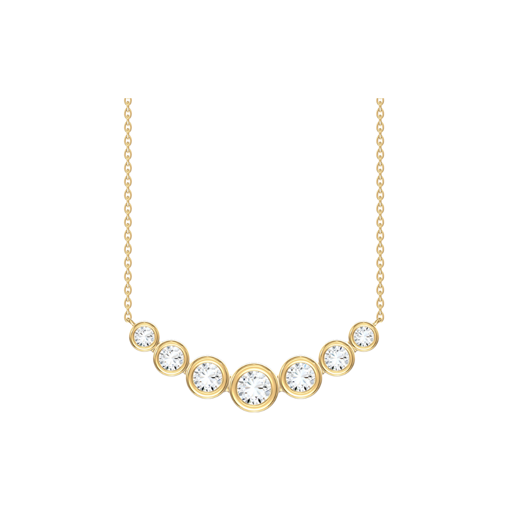 Graduated Bezel Diamond Pendant Necklace