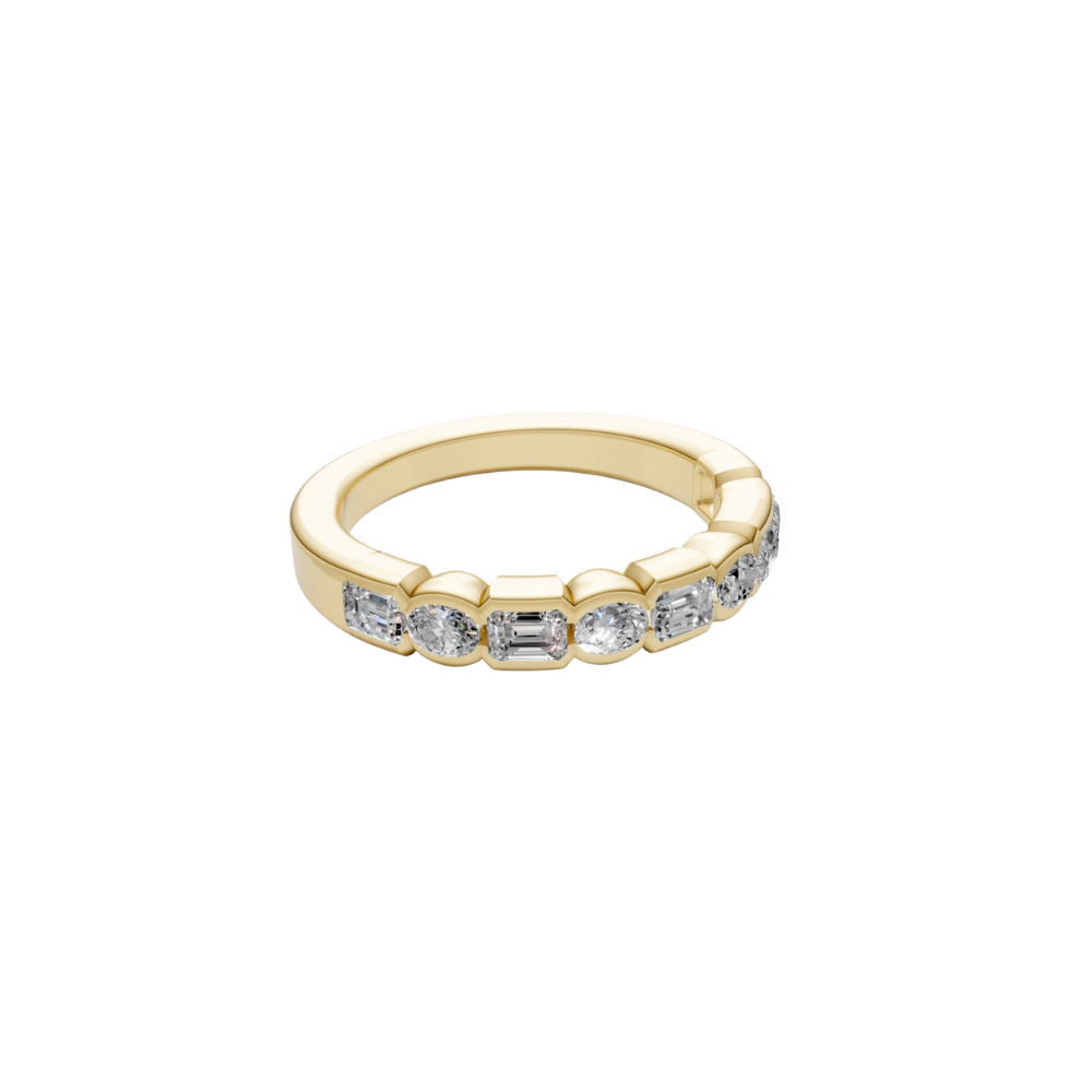 Shared Bezel Oval and Emerald-Cut Diamond Ring