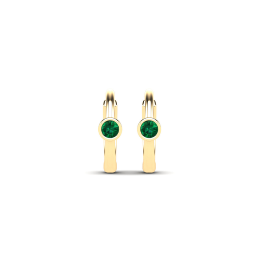Bezel Emerald Mini Huggies