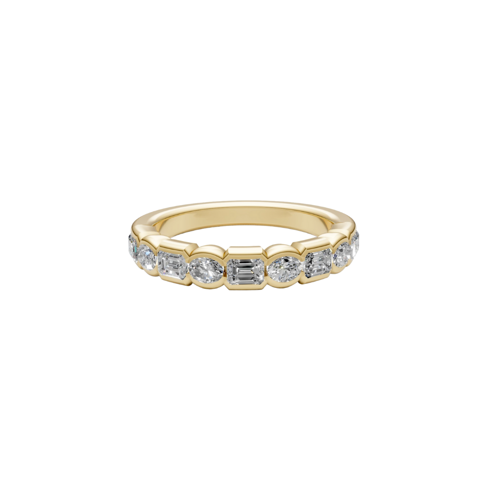 Shared Bezel Oval and Emerald-Cut Diamond Ring