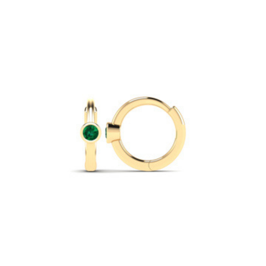 Bezel Emerald Mini Huggies
