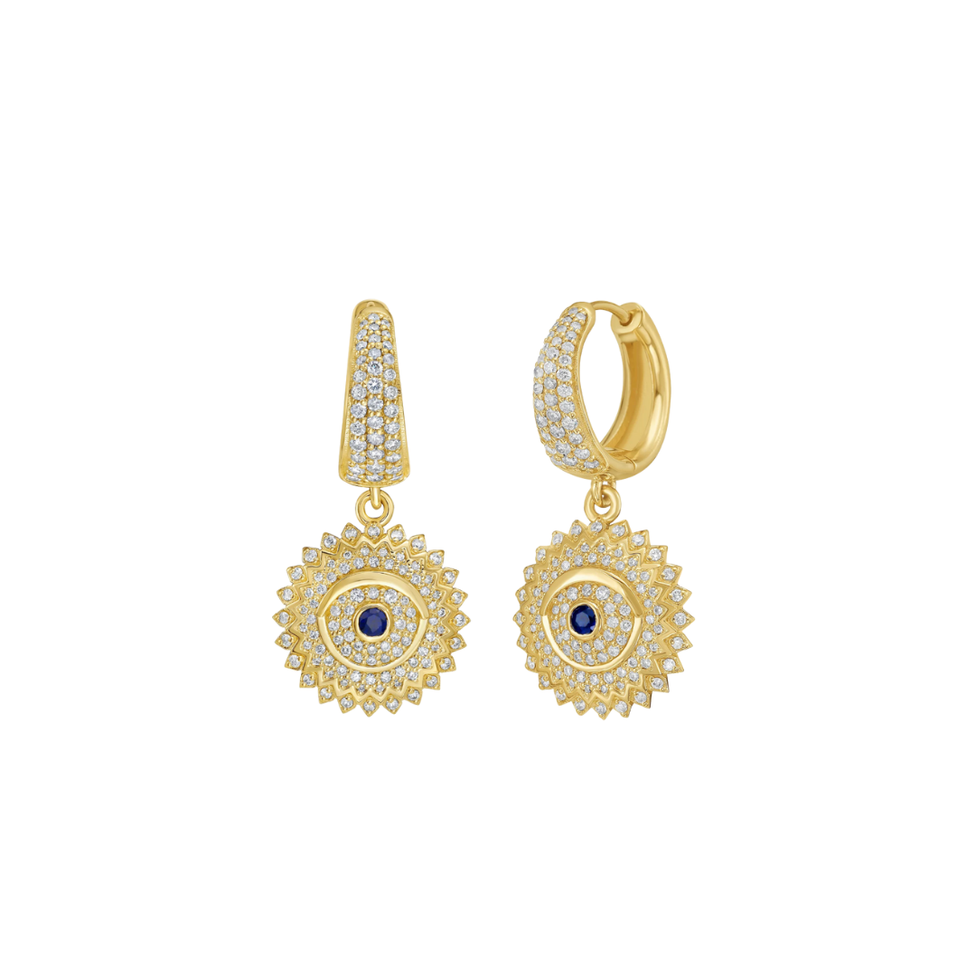 Lionheart- Soraya Evil Eye Dangle Huggie Earrings – Henri Noël