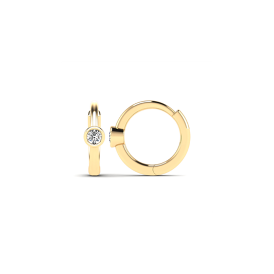 Bezel Diamond Mini Huggies