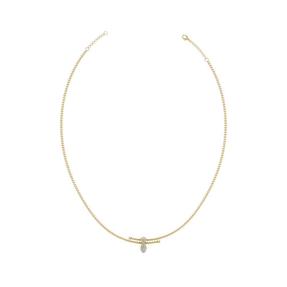 Bezel Diamond Crossover Choker