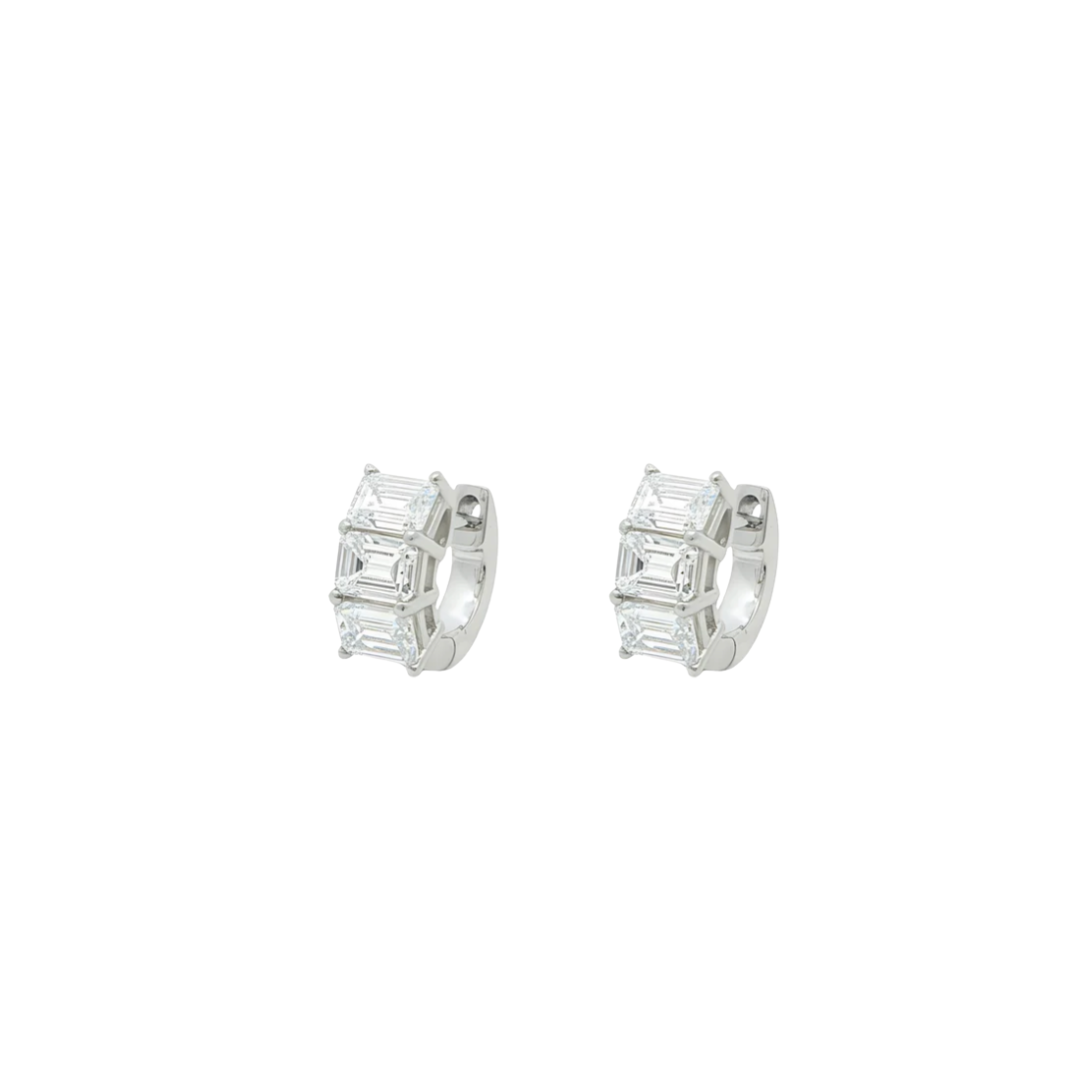 Emerald-Cut Diamond Huggie Hoop Earrings – Henri Noël