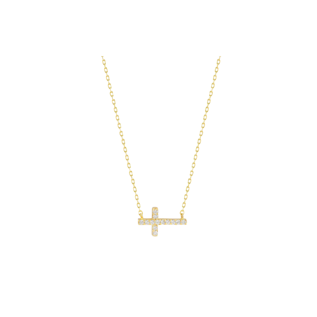 18K Mini Diamond Cross Necklace – Henri Noël