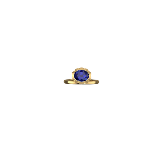 Asymmetrical Blue Sapphire Scalloped Ring
