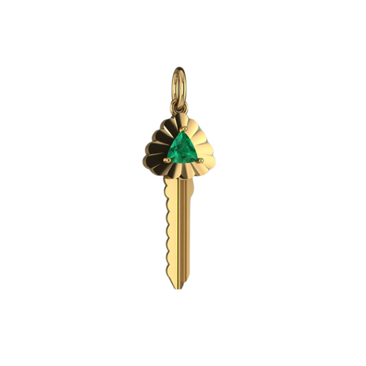 Trillion Emerald Scalloped Key