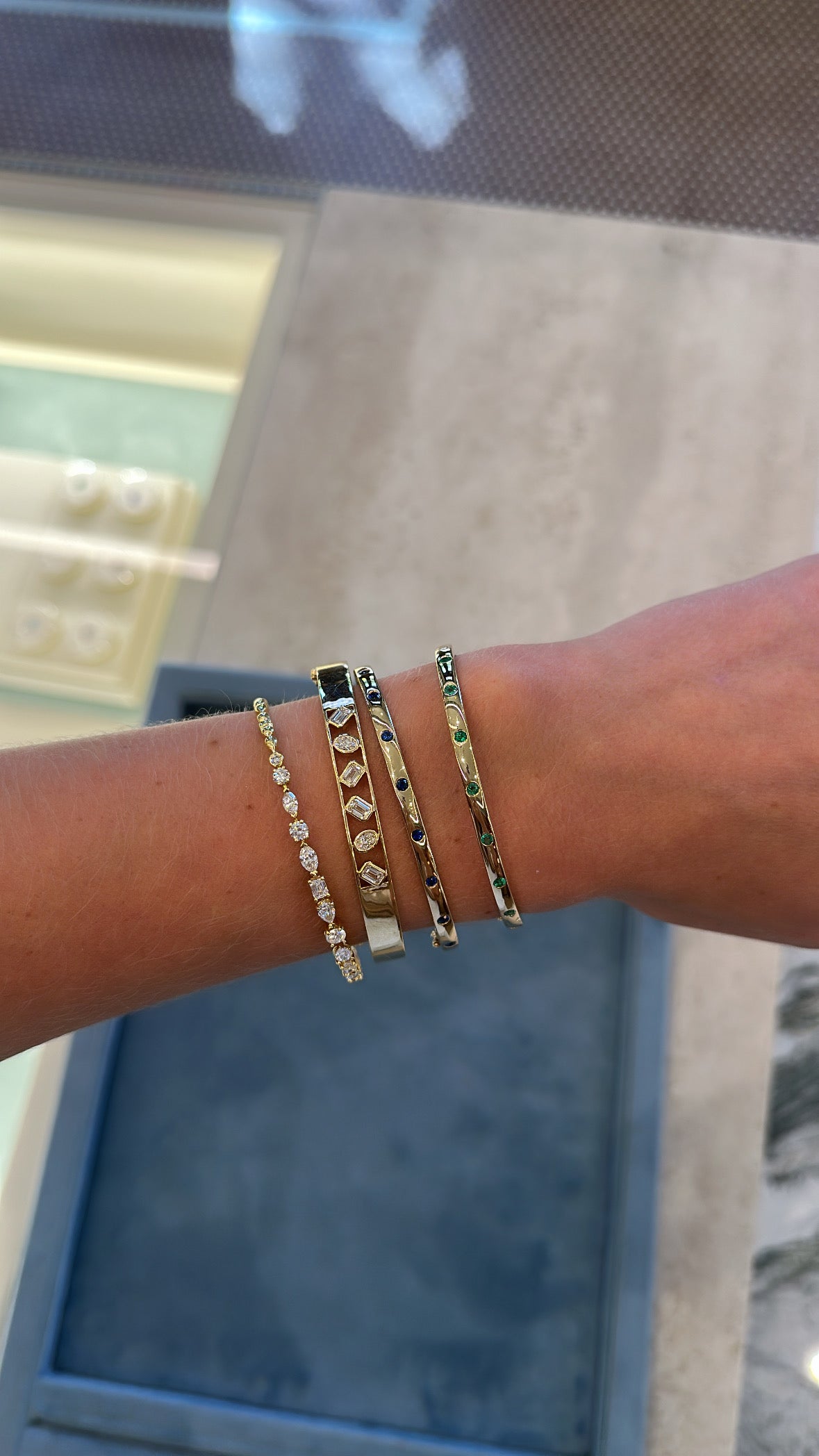 Blue Sapphire Flush Set Bangle