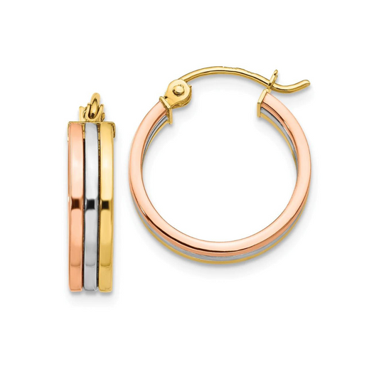 Tri Color Gold Hoops