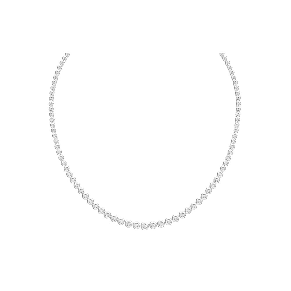 Graduated Bezel Diamond Tennis Necklace