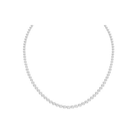 Graduated Bezel Diamond Tennis Necklace