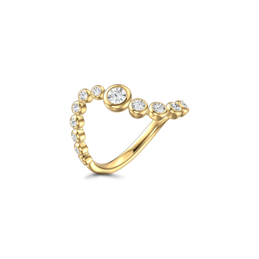 Graduated Diamond Bezel Wave Ring
