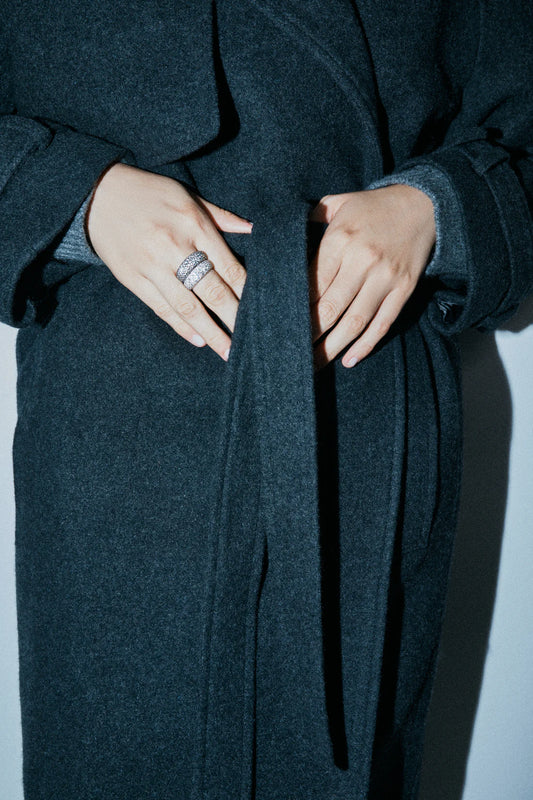 Lucy Delius- Modern Finish Victorian Set Diamond Bombe Ring