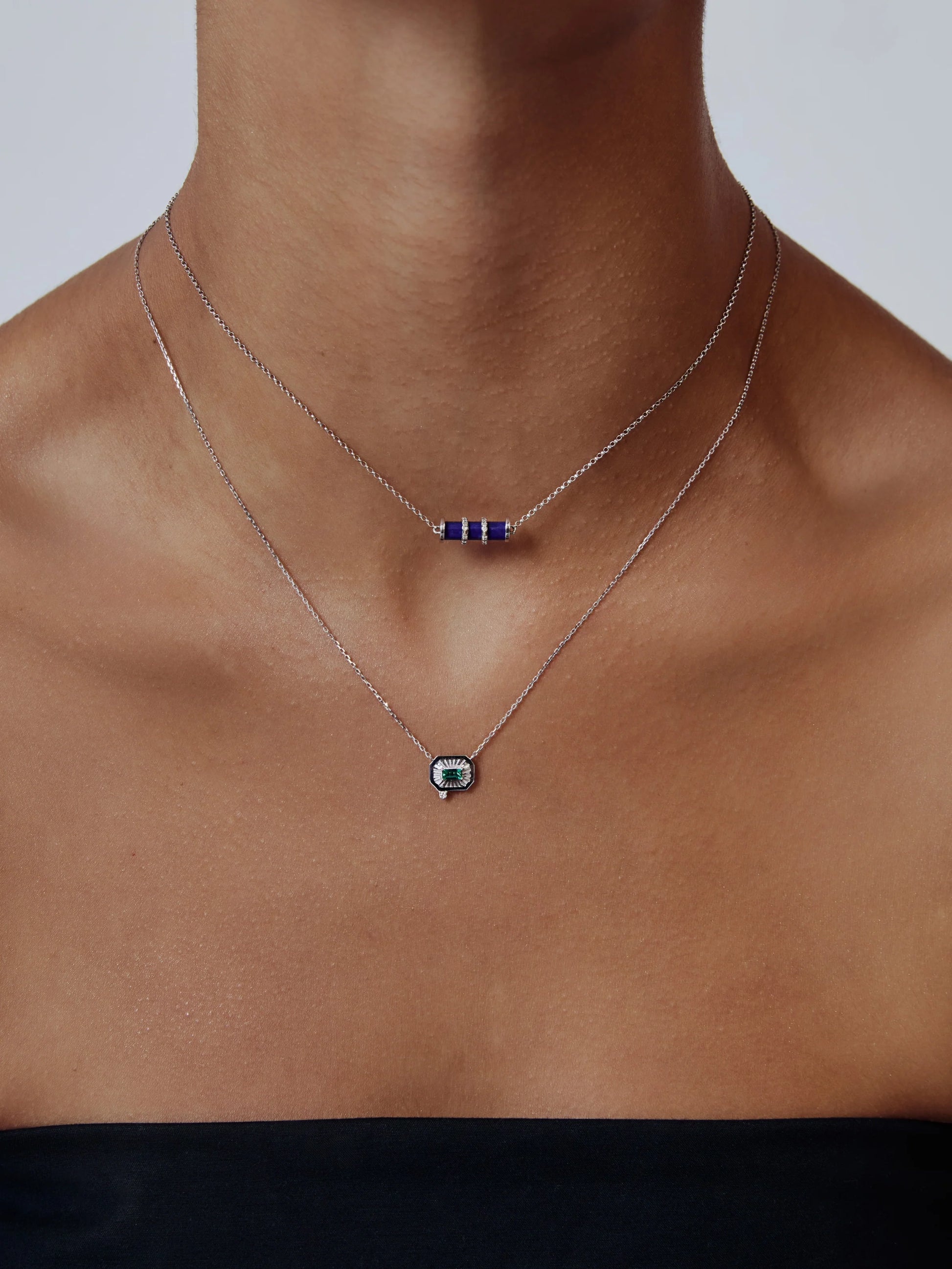 Carolina Neves- Lapis Lazuli and Diamond Station Necklace – Henri Noël
