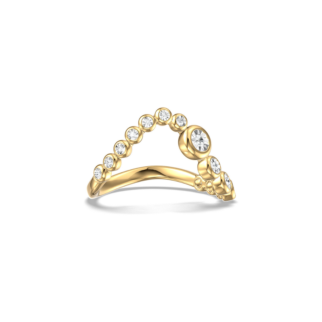 Graduated Diamond Bezel Wave Ring