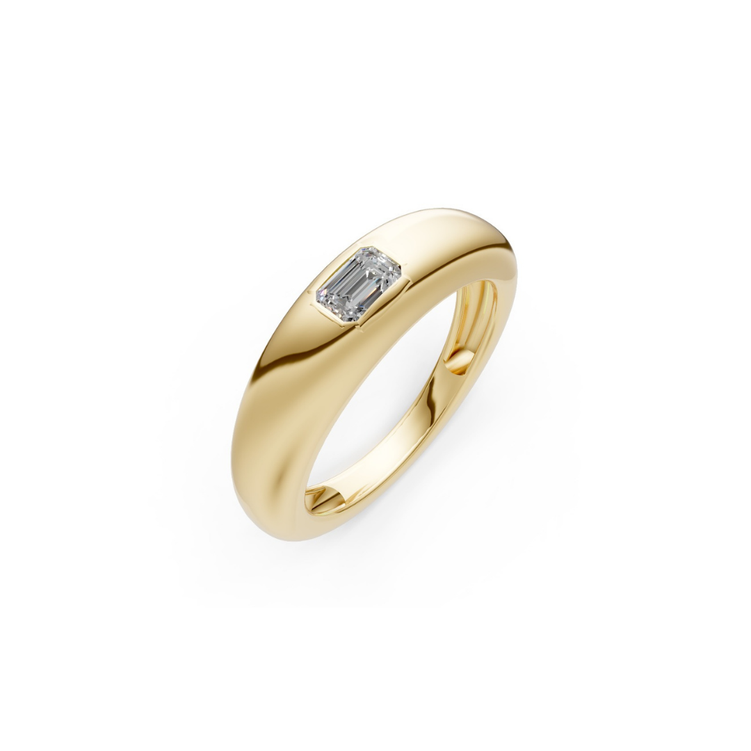 Mini Bubble Diamond Signet Ring