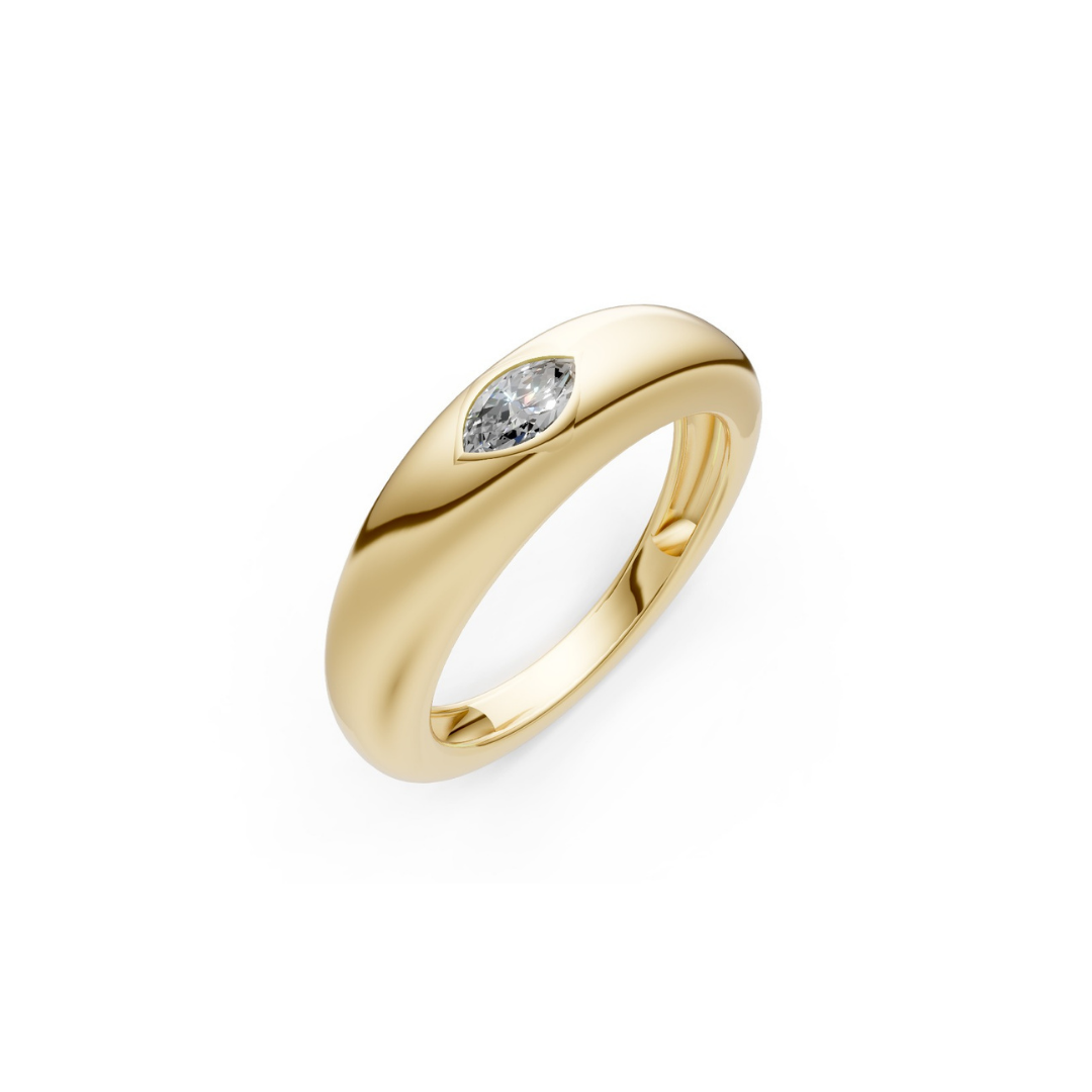 Mini Bubble Diamond Signet Ring