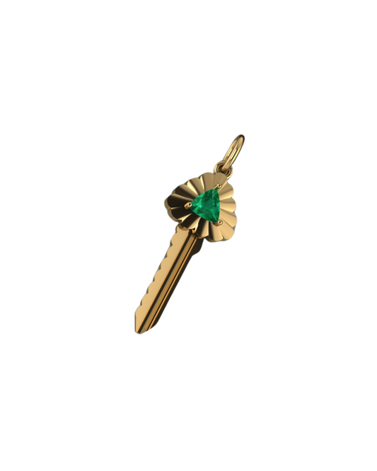 Trillion Emerald Scalloped Key