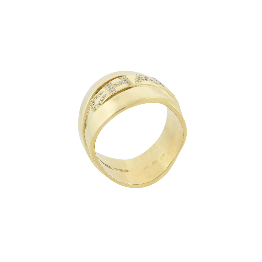 Chanel 18 Karat Gold Diamond "Bolduc" Ring