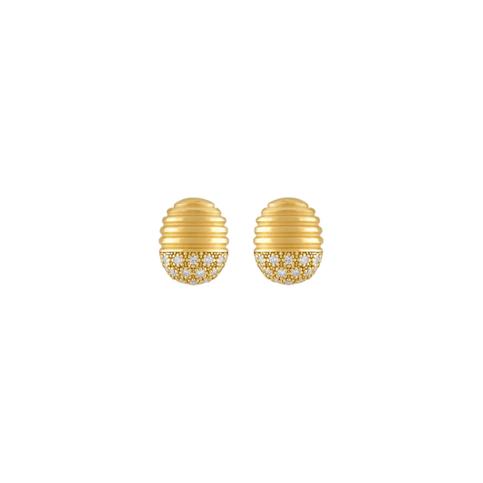 Pamela Zamore - Isla Oval Studs with Diamonds
