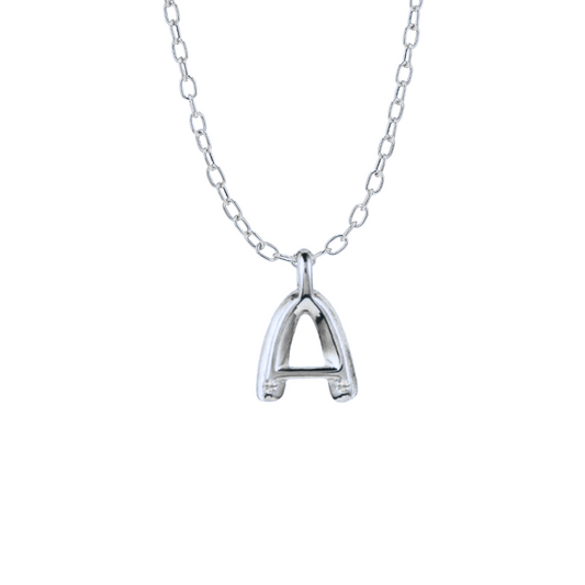 Bubble Diamond Initial Necklace - Large / White Gold