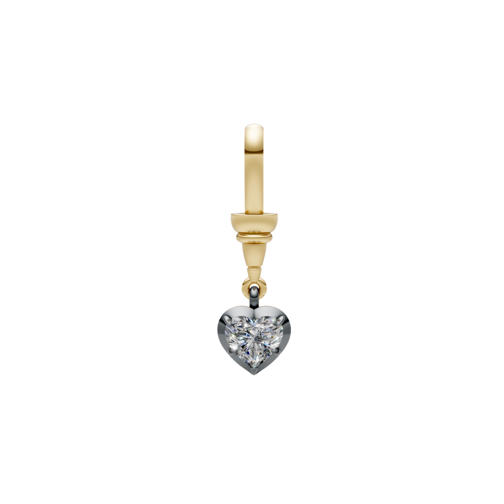 Black Rhodium Diamond Heart Charm