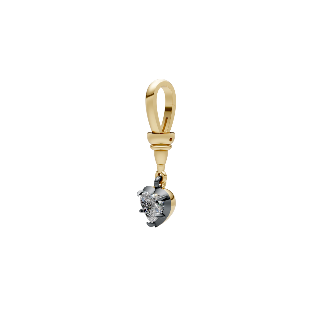 Black Rhodium Diamond Heart Charm