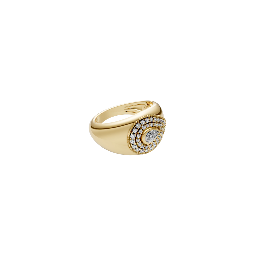 Diamond Bezel Pear Signet Ring