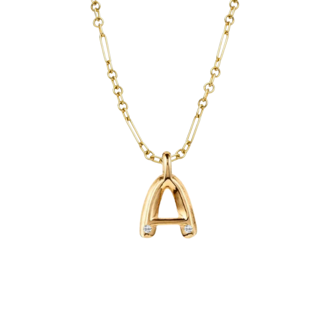 Bubble Diamond Initial Necklace - Large