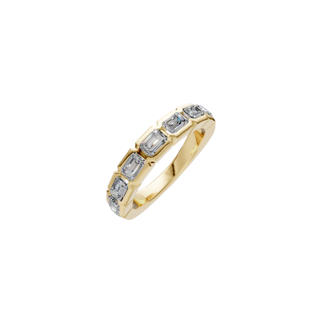 Half Bezel East West Emerald Cut Band
