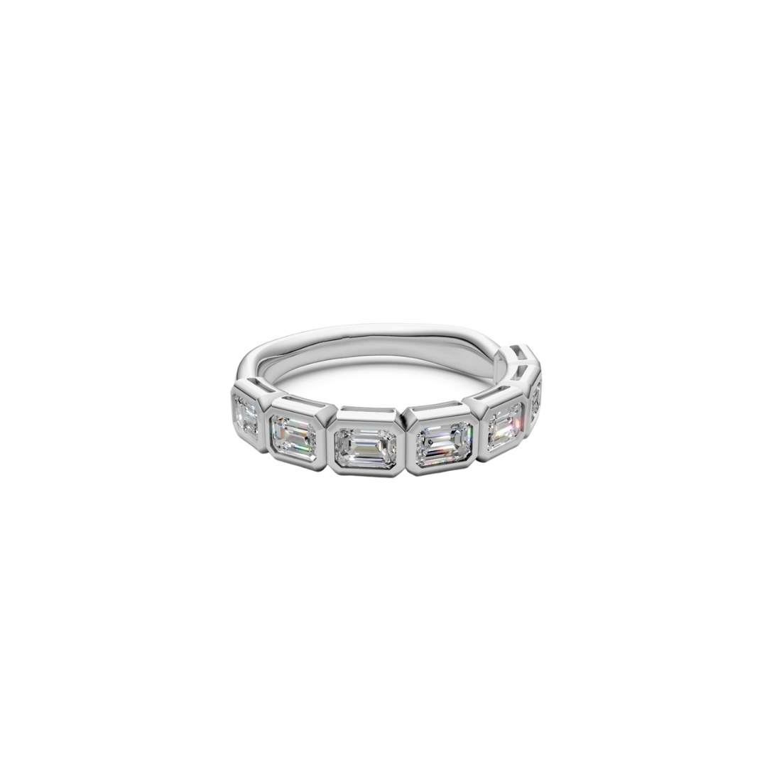 Bezel East West Emerald Cut Half Band
