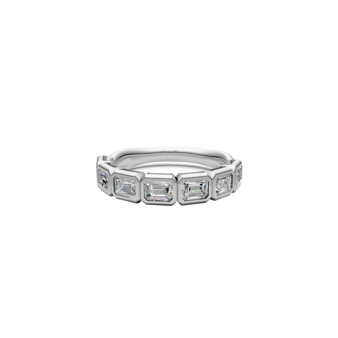 Bezel East West Emerald Cut Half Band