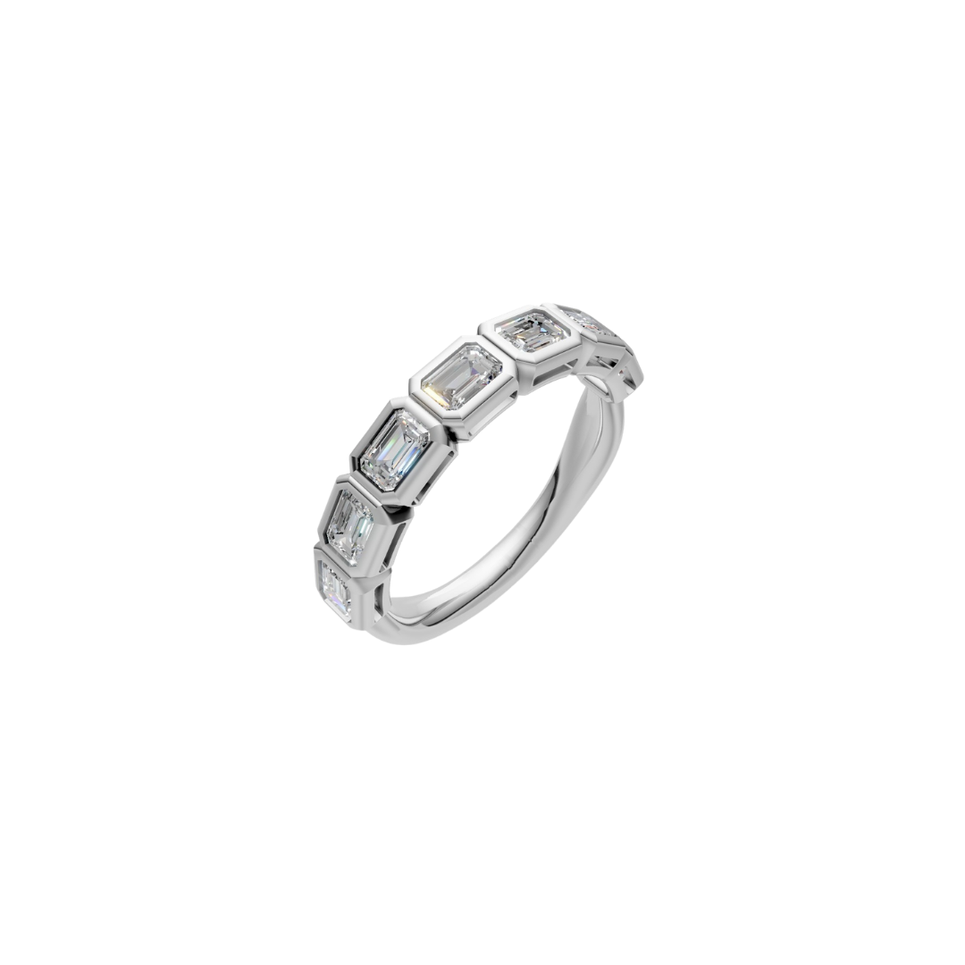 Bezel East West Emerald Cut Half Band