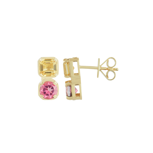 Citrine and Pink Topaz Studs