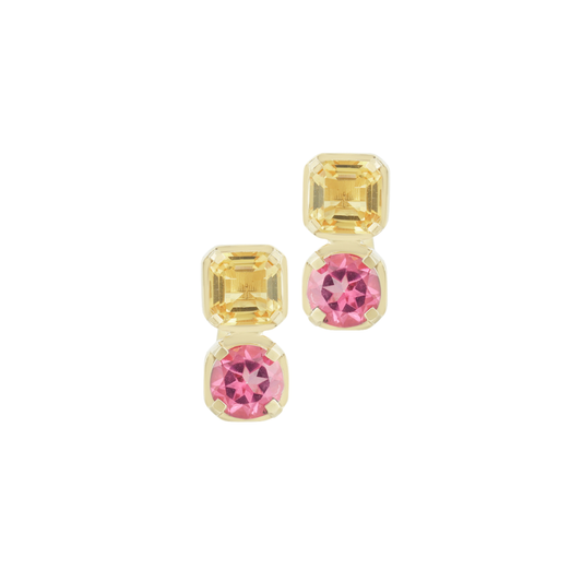 Citrine and Pink Topaz Studs